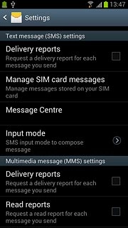 Press Delivery reports below Text message (SMS) settings to turn the function on or off.