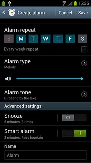 Press the indicator next to Snooze to turn snooze on or off.