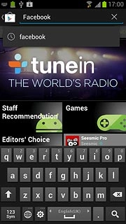 Key in Facebook and press the search icon.