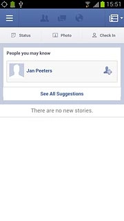 You can now use the application.Please note that Facebook isn't part of the original application package and therefore only a general description is given here.You have a number of options, such as:Write status updatesSend messagesWrite text on WallUpload picturesSelect application settings