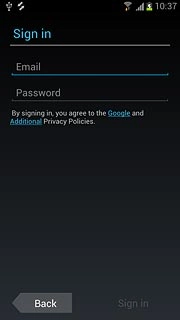 Press Email and key in the email address for your Google account.