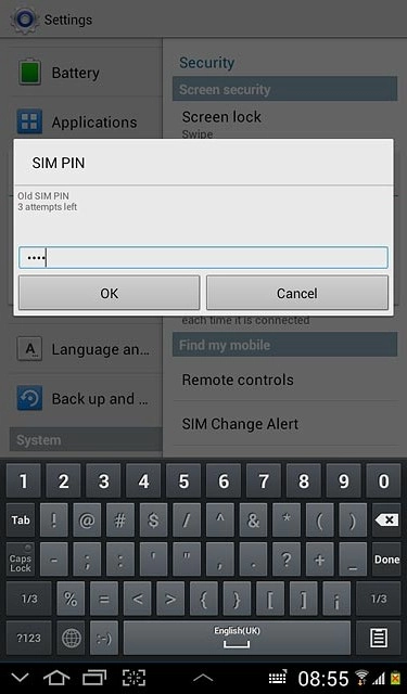 Key in your current PIN and press OK.
