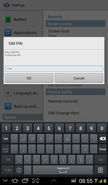 Key in a new four-digit PIN and press OK.