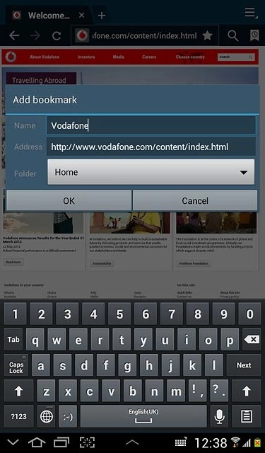 Press OK to save the bookmark.