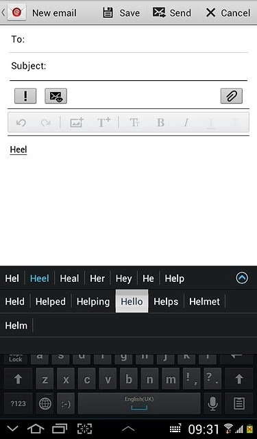 Press the required word to insert it.