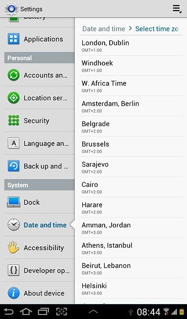Press the required time zone.