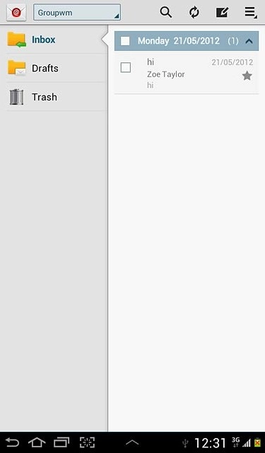 Press the required email message to read it.