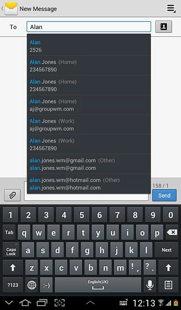 Press the required contact.