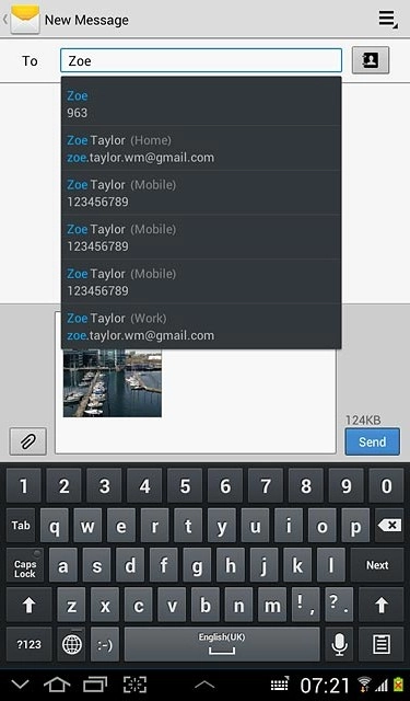 Press the required contact.Write the text for your picture message.