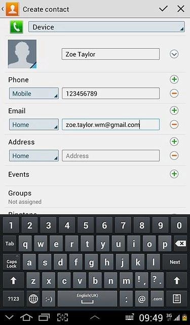 Press the field next to the email address.