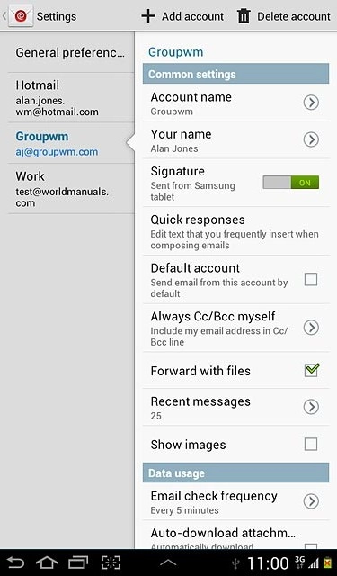 Press the required email account.