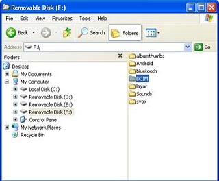 Go to the required folder in your device's file system.
