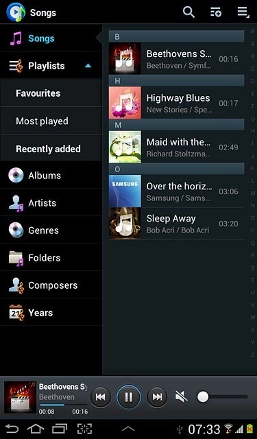 To go to the next audio file:Press arrow right.