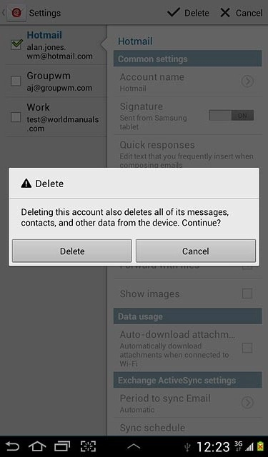Press Delete to confirm.