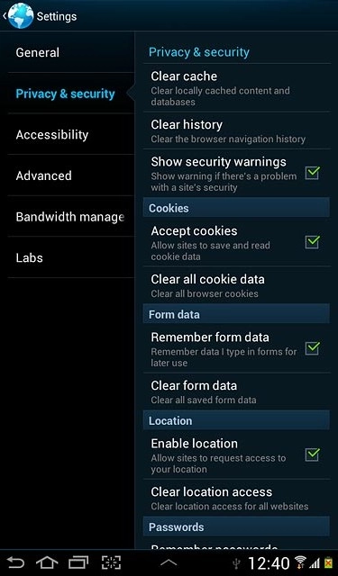 Press Clear all cookie data.