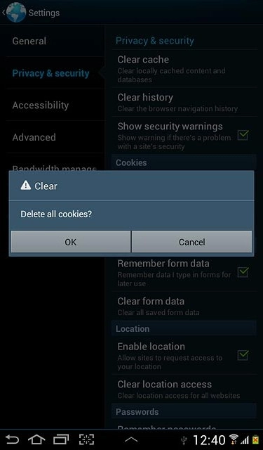 Press OK to confirm.
