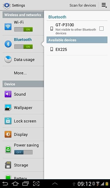 Press your device to turn Bluetooth visibility on or off.