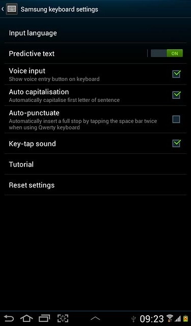 Press Predictive text.