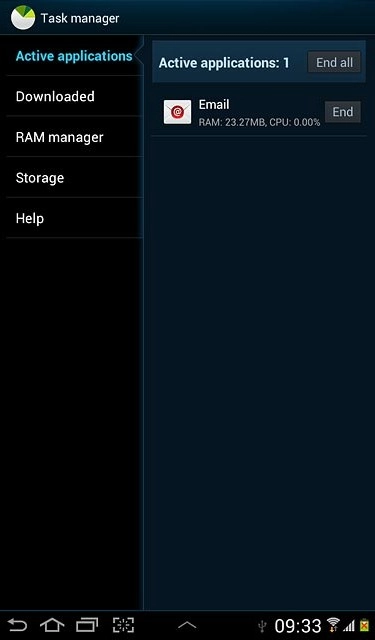 To end all applications:Press End all.