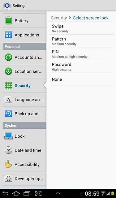 Key in the lock code.Press Swipe, Pattern, PIN or Password.Follow the instructions on the display to change the lock code.