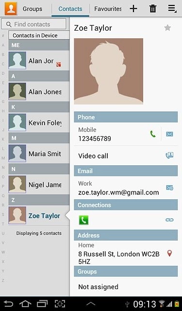 Press the Contacts tab.