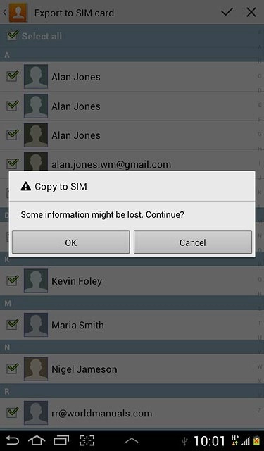 Press OK to confirm.