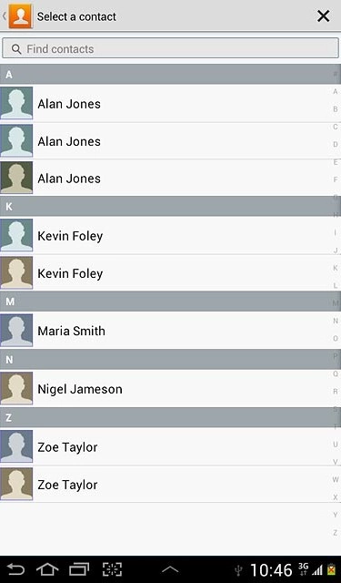 Press the required contact.