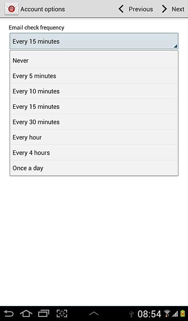 Press Never or the required period.