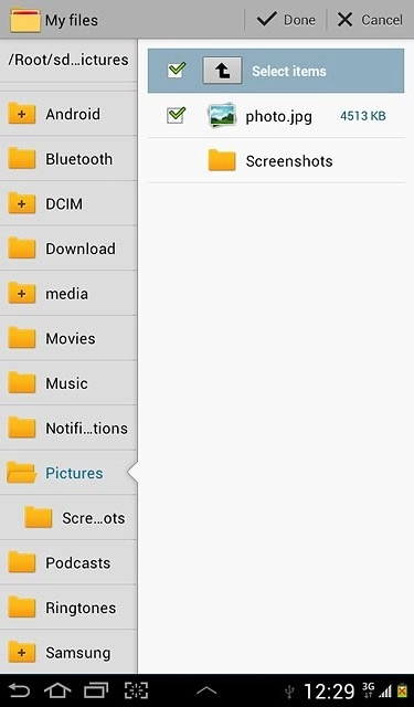 When the box next to the file is ticked (V), the file is selected.