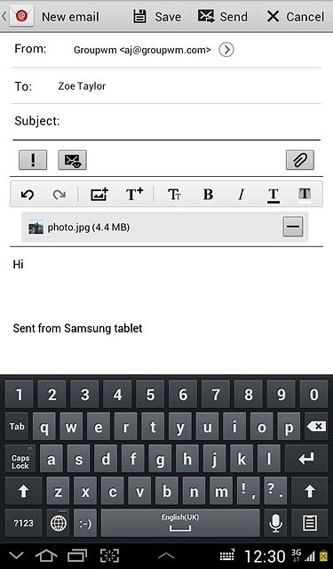 Press Send when you've finished your email message.