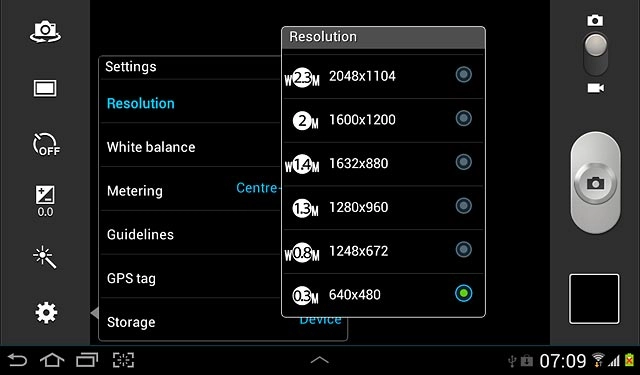 Press the required setting.