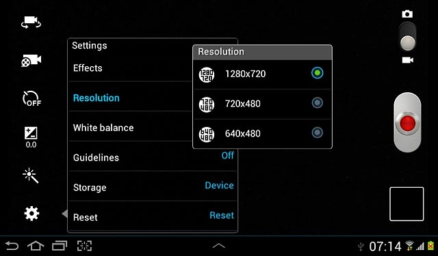 Press the required setting.