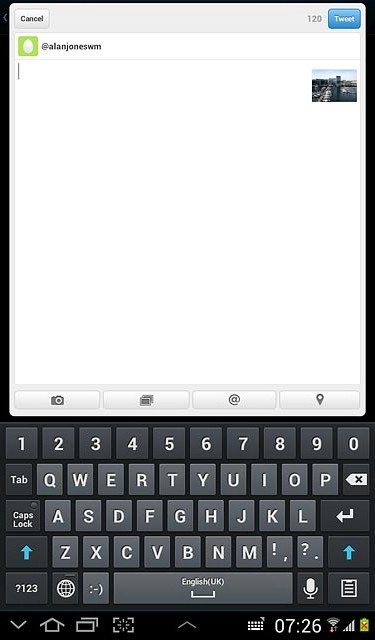 Key in text for the picture.Press Tweet.