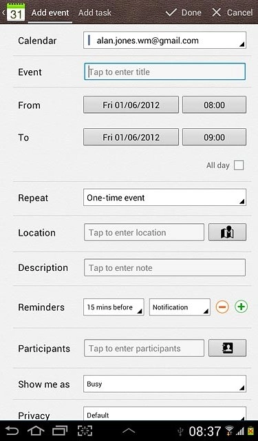 Press the drop down list next to Calendar.