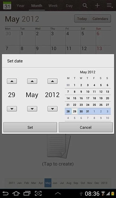 Press arrow up or arrow down next to date, month and year to select the date.
