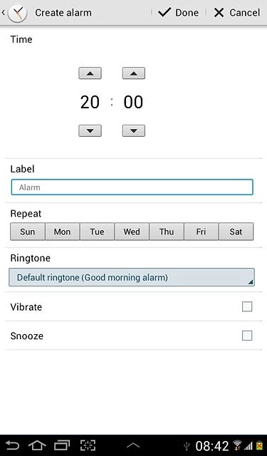 Press the field below Label and key in the required name.