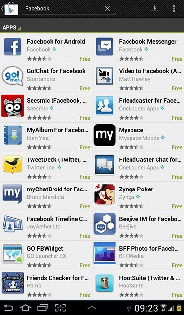 Press Facebook for Android.