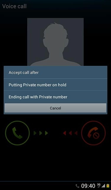 Press Putting Private number on hold.