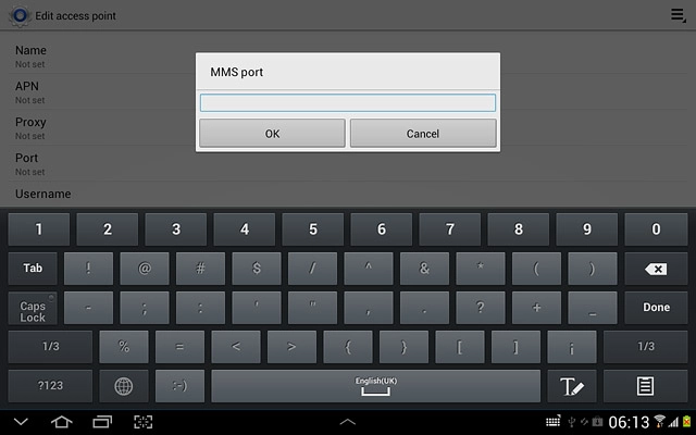 Key in 8080 and press OK.