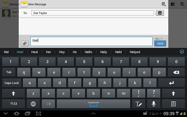 Press the required word to insert it.