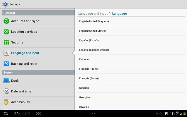 Press the required language.