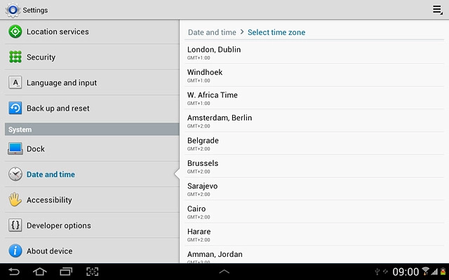 Press the required time zone.