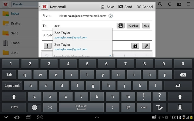 Key in the first letters of the required contact.Matching contacts are displayed.Press the required contact.Repeat the procedure to add more recipients.