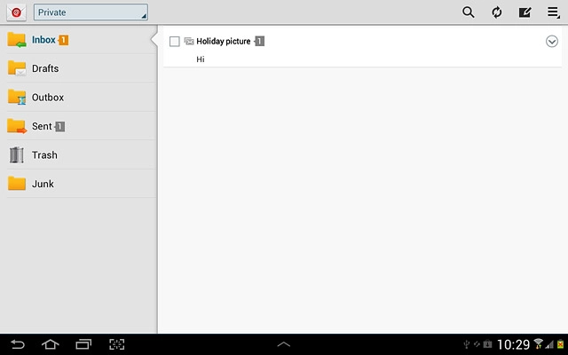 Press the required email message to read it.