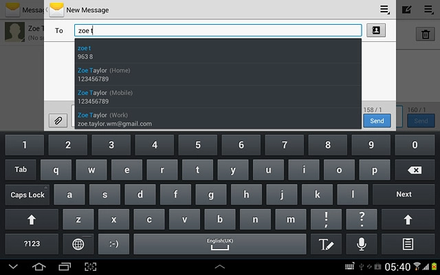 Press the required contact.