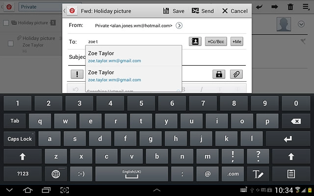 Press the required contact.