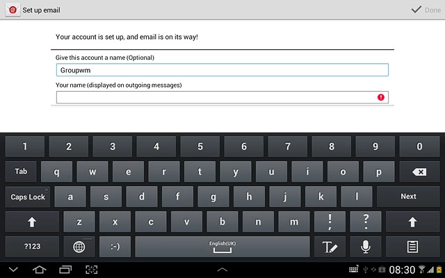 Press the field below Your name (displayed on outgoing messages) and key in the required sender name.