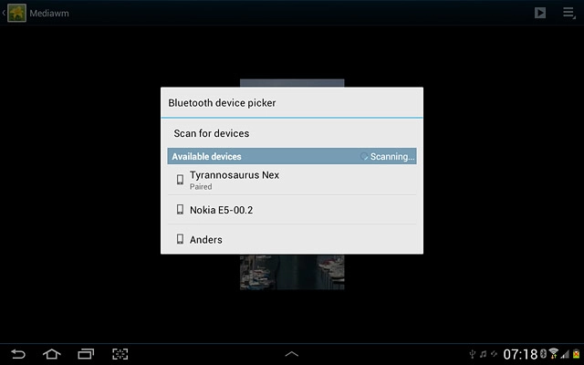 Press the required Bluetooth device.The file is sent.