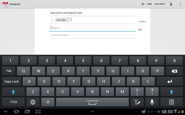 Press Subject.Key in a subject for the email message.