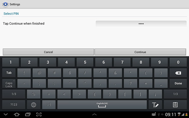Key in the required lock code and press Continue.